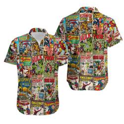 Superhero Comic 3D All Over Print Hawaiian Shirt,Superhero Hawaiian Shirt Gift For Your Girlfriend Boyfriend Gift For Love Gift For Friend Best Valentine Present Holiday Gift