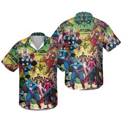 Superhero Hawaiian Button-Down Shirt, Superhero Button-Down Shirt Gift For Your Girlfriend Boyfriend Gift For Love Gift For Friend Best Valentine Present Holiday Gift