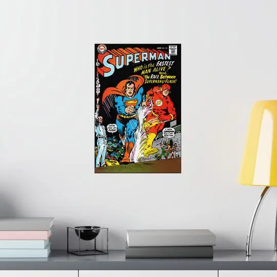 Superman vs Flash Vintage Comic Cover Poster Meaningful Gift For Family Gift For Boyfriend Valentine Gift Birthday Gift Holiday Gift