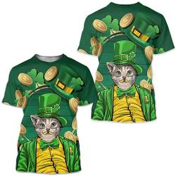T shirt 3D Print Cat Graphic Prints Saint Patrick Day 3D Print Short Sleeve Daily Tops Casual Fashion Meaningful Gift For Family Gift For Boyfriend Valentine Gift