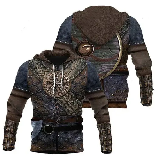 Medieval Viking Hoodie Helm Of Awe, New Gift On Top Viking Style Premium Hoodie 3D