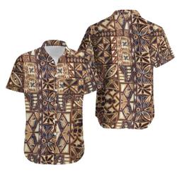 Tapa Tiki Cotton Mod Loop Collar Hawaiian Shirt, Gift For Your Girlfriend Boyfriend Gift For Love Gift For Friend Best Valentine Present Holiday Gift