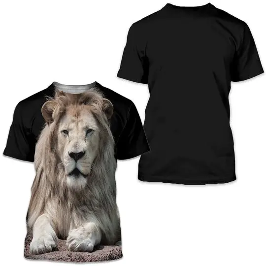 Tees T shirt 3D Print Graphic 3D Lion Animal Print Short Sleeve Daily Tops Vintage Rock Meaningful Gift For Family Gift For Boyfriend Valentine Gift