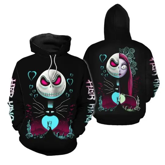 Valentine Jack And Sally Couple Hoodies