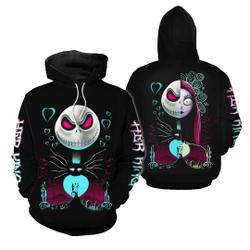 Valentine Jack And Sally Couple Hoodies