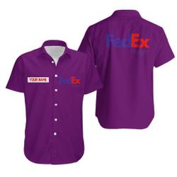 Fedex purple simple custom name Summer Hawaiian Shirts Gift For Your Girlfriend Boyfriend Gift For Love Gift For Friend Best Valentine Present Holiday Gift