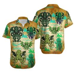 The Great Cthulhu Unisex Hawaiian Shirt 3D, Call of Cthulhu Shirt Gift For Your Girlfriend Boyfriend Gift For Love Gift For Friend Best Valentine Present Holiday Gift