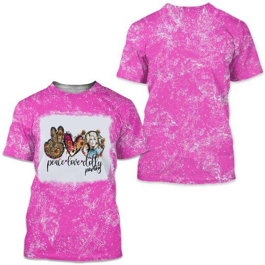 Peace Love Dolly Parton 3D Tshirt Meaningful Gift For Family Gift For Boyfriend Valentine Gift