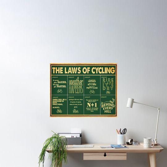 The Laws Of Cycling Poster Meaningful Gift For Family Gift For Boyfriend Valentine Gift Birthday Gift Holiday Gift