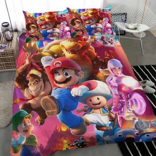 The Super Mario Bros Movie Bedding Set Gift For Your Girlfriend Boyfriend Gift For Love Gift For Friend Best Valentine Present Holiday Gift