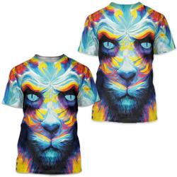 Tie Dye Shirt Trippy Lion Art Paint 3D T-Shirts Meaningful Gift For Family Gift For Boyfriend Valentine Gift