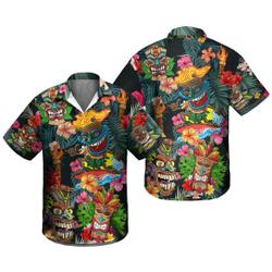 Tiki Tropical Tribe Abstract Beach Hawaiian Shirt Gift For Your Girlfriend Boyfriend Gift For Love Gift For Friend Best Valentine Present Holiday Gift