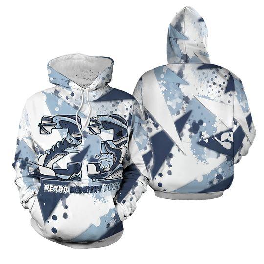 To Match JD 6 Retro Midnight Navy - Monster 23 Retro Sneaker - Midnight Navy 6s Matching 3D Hoodie