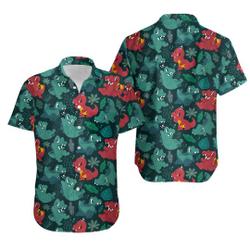 Totodile PKM Hawaiian Shirt, Button Up Shirt Gift For Your Girlfriend Boyfriend Gift For Love Gift For Friend Best Valentine Present Holiday Gift