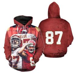 Travis Kelce 87 Match Hoodie 3D Vintage 90s #87 Tight end Hoodie