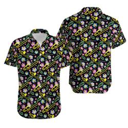 Trombone Hawaiian Shirt Black Background Gift For Your Girlfriend Boyfriend Gift For Love Gift For Friend Best Valentine Present Holiday Gift