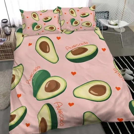 Tropical Fruit Halved Avocado Pattern Reversible Bedding Set Gift For Your Girlfriend Boyfriend Gift For Love Gift For Friend Best Valentine Present Holiday Gift