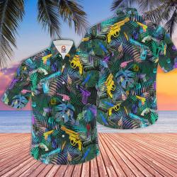 Tropical Gun Lover Pattern Hawaiian Shirt Gift For Your Girlfriend Boyfriend Gift For Love Gift For Friend Best Valentine Present Holiday Gift