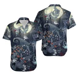 Tropical Halloween Shirt, Nightmare Before Christmas Unisex Hawaiian Shirt Gift For Your Girlfriend Boyfriend Gift For Love Gift For Friend Best Valentine Present Holiday Gift