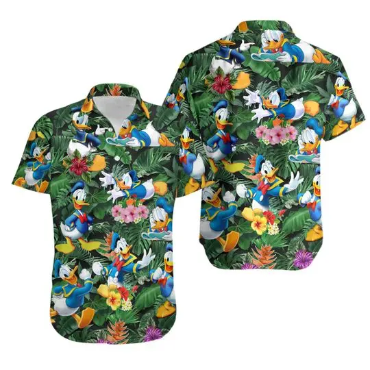 Tropical Happy Donald Duck Hawaiian Shirt Gift For Your Girlfriend Boyfriend Gift For Love Gift For Friend Best Valentine Present Holiday Gift