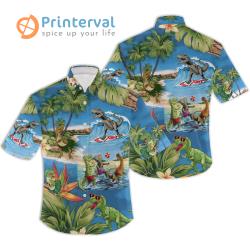 Tropical Island Dinosaurs Hawaiian Shirt Gift For Your Girlfriend Boyfriend Gift For Love Gift For Friend Best Valentine Present Holiday Gift