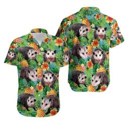 Tropical Opossum Hawaiian Shirt For Men Women, Animal Casual Mens Hawaiian Shirt Gift For Your Girlfriend Boyfriend Gift For Love Gift For Friend Best Valentine Present Holiday Gift