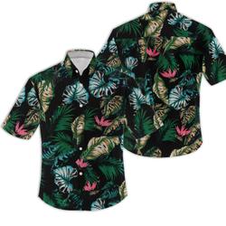 Tropical Print Button Up Shirt| Men Hawaii Shirt Gift For Your Girlfriend Boyfriend Gift For Love Gift For Friend Best Valentine Present Holiday Gift