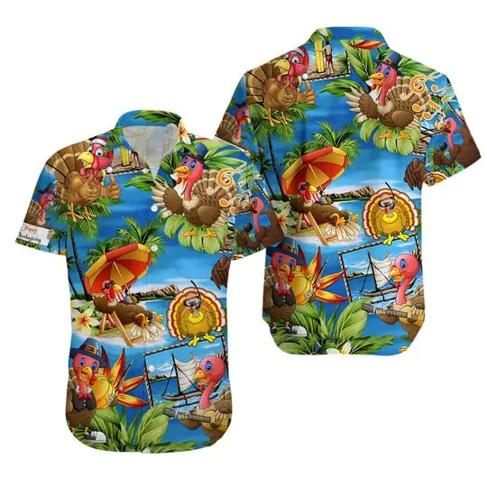 Turkey Happy Thanksgiving Hawaiian Shirt Gift For Your Girlfriend Boyfriend Gift For Love Gift For Friend Best Valentine Present Holiday Gift
