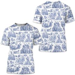 Unisex Marseilles Toile Willow Ware Blue White 3D All Over Print T-shirt Meaningful Gift For Family Gift For Boyfriend Valentine Gift