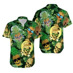 Unisex Pineapple Hawaiian Shirt Skull Pineapple 3D Hawaiian Shirt Gift For Your Girlfriend Boyfriend Gift For Love Gift For Friend Best Valentine Present Holiday Gift