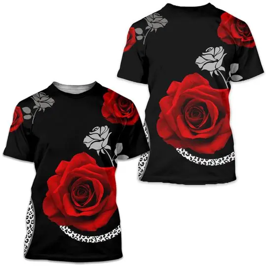 Unisex Red Rose 3D All Over Print T-shirt Meaningful Gift For Family Gift For Boyfriend Valentine Gift