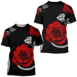 Unisex Red Rose 3D All Over Print T-shirt Meaningful Gift For Family Gift For Boyfriend Valentine Gift