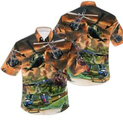 United States Army Huey Helicopter On The Sky Art All Over Hawaiin Shirt Gift For Your Girlfriend Boyfriend Gift For Love Gift For Friend Best Valentine Present Holiday Gift