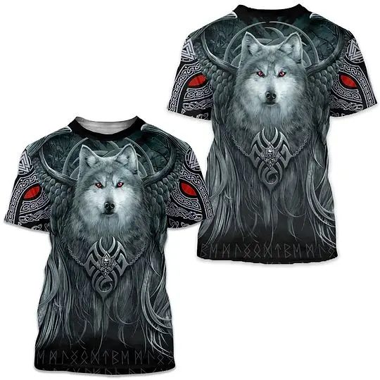 Viking T-Shirt Tops Odin Crow Tattoo 3D Meaningful Gift For Family Gift For Boyfriend Valentine Gift