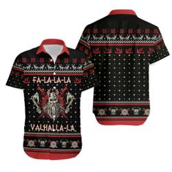 Viking Valhalla Black And Red Christmas Hawaiian Shirt Gift For Your Girlfriend Boyfriend Gift For Love Gift For Friend Best Valentine Present Holiday Gift