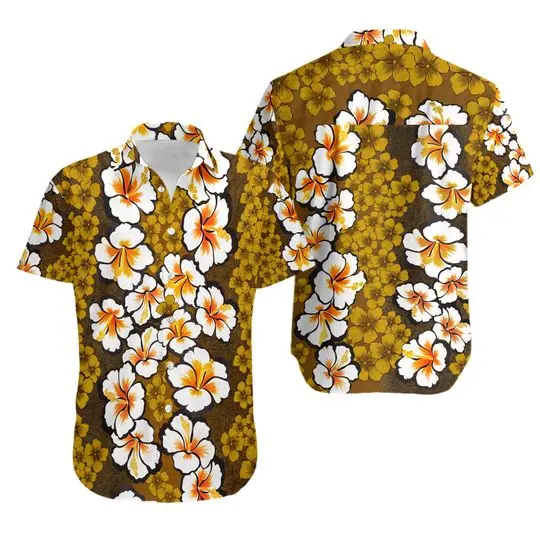 Vintage 1960s Tiki Floral Mod Barkcloth Cotton Hawaiian Shirt Gift For Your Girlfriend Boyfriend Gift For Love Gift For Friend Best Valentine Present Holiday Gift