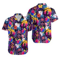 Vintage Horror Movie Characters Hawaiian Shirt Gift For Your Girlfriend Boyfriend Gift For Love Gift For Friend Best Valentine Present Holiday Gift