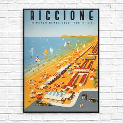 Vintage Poster - Riccione. The green pearl of the Adriatic - Nico Rosso - 1939 Canvas Meaningful Gift For Family Gift For Boyfriend Valentine Gift Birthday Gift Holiday Gift