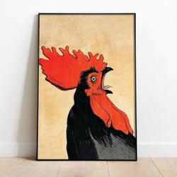Vintage Screaming Rooster for Chicken Lovers from 1899 Premium Matte Vertical Poster Meaningful Gift For Family Gift For Boyfriend Valentine Gift Birthday Gift Holiday Gift