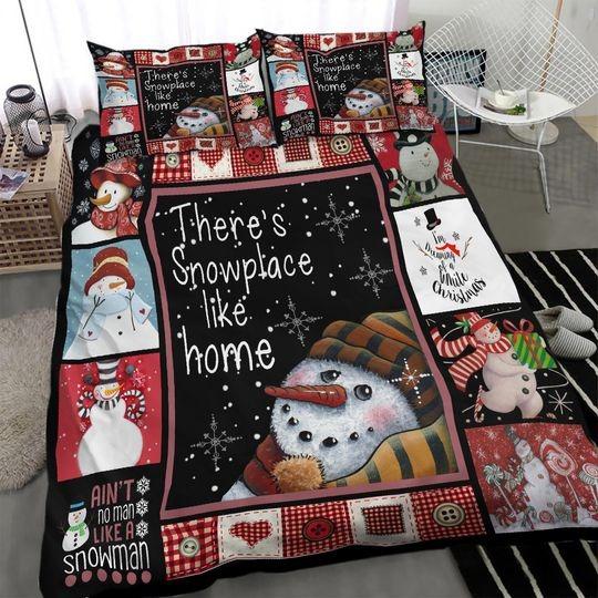 Vintage Snowman There's Snowplace Like Home Bedding Set Gift For Your Girlfriend Boyfriend Gift For Love Gift For Friend Best Valentine Present Holiday Gift