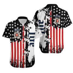 Vintage USA Flag Miller Lite Lite Button Hawaiian Shirt Gift For Your Girlfriend Boyfriend Gift For Love Gift For Friend Best Valentine Present Holiday Gift