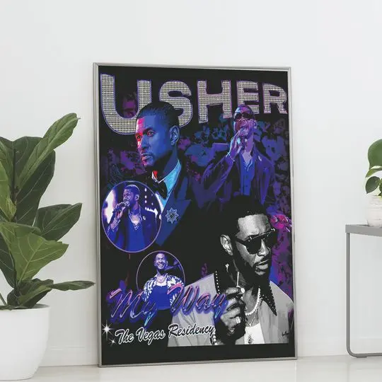 Vintage Usher Poster Usher My Way The Vegas Residency Tour 2023 Retro 90s Style Poster Meaningful Gift For Family Gift For Boyfriend Valentine Gift Birthday Gift Holiday Gift