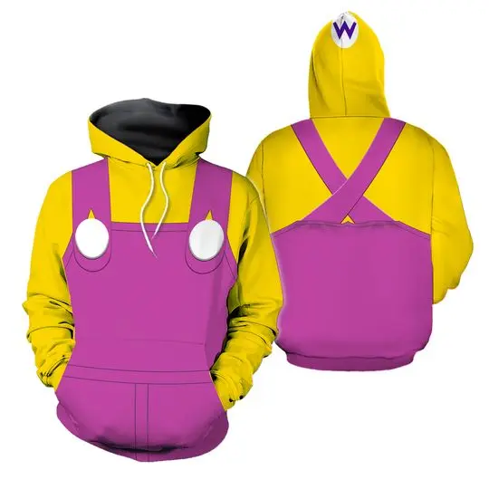 Wario Mario Halloween Costumes Hoodie, Super Mario Bros Cosplay Costume, Halloween Costumes