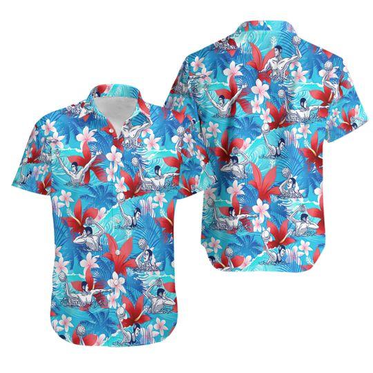 Water Polo Tropical Flower Hawaiian Shirt Gift For Your Girlfriend Boyfriend Gift For Love Gift For Friend Best Valentine Present Holiday Gift