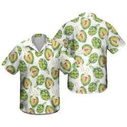 Watercolor Artichoke Hawaiian Shirt, Button Vintage Aloha Hawaii Shirt Gift For Your Girlfriend Boyfriend Gift For Love Gift For Friend Best Valentine Present Holiday Gift