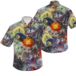 Watercolor Nightmare Before Christmas Disney Hawaiin Shirt Gift For Your Girlfriend Boyfriend Gift For Love Gift For Friend Best Valentine Present Holiday Gift