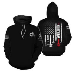 Welder Tools Patriotic American Flag Hoodie