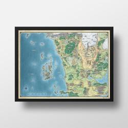 West Faerûn. Forgotten Realms detailed map Premium Matte Vertical Poster Meaningful Gift For Family Gift For Boyfriend Valentine Gift Birthday Gift Holiday Gift