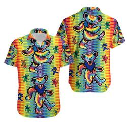 Grateful Dead Bears Tie Dye Hawaiian Shirt Gift For Your Girlfriend Boyfriend Gift For Love Gift For Friend Best Valentine Present Holiday Gift