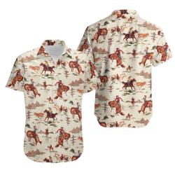 Western Cowboy Hawaiian Shirt for Men Women, Retro Cowboy Mens Hawaiian Shirt Gift For Your Girlfriend Boyfriend Gift For Love Gift For Friend Best Valentine Present Holiday Gift